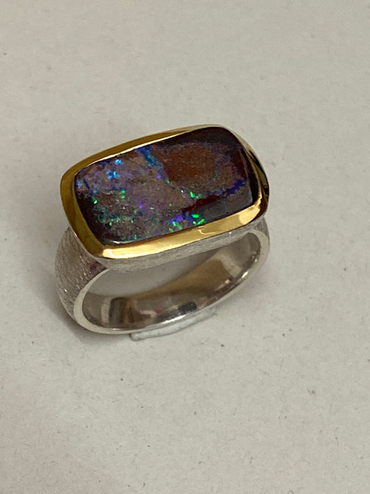 Ring in Silber 925/- mit Boulder Opal