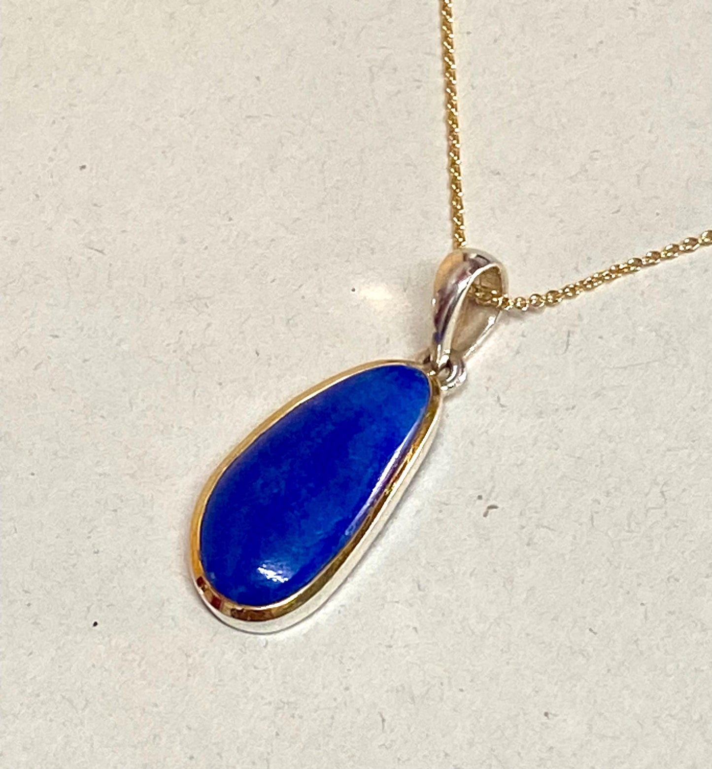 Collier Silber 925/- mit Lapislazuli und 24 Karat Gold